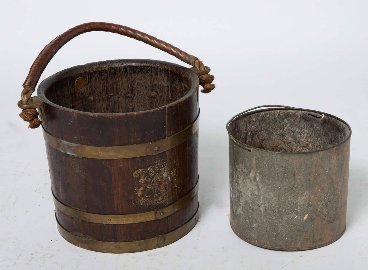 Wooden Fire Bucket with Original Paint For Sale at 1stDibs