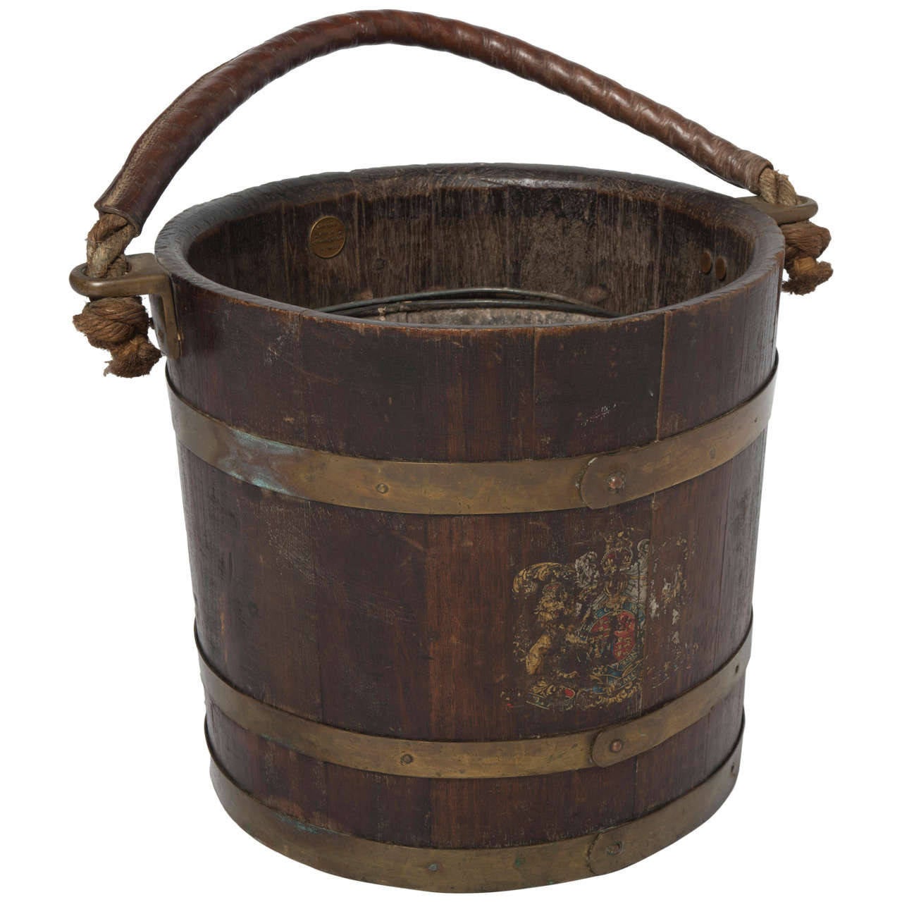 Wooden Fire Bucket with Original Paint For Sale