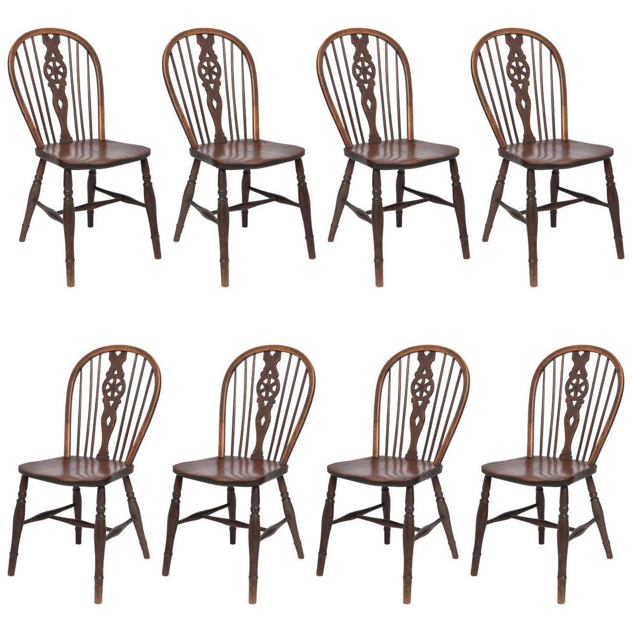 Eight Wheelback Windsor Chairs For Sale