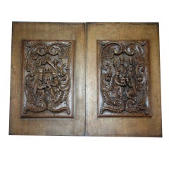 Good pair of carved oak panels c1600 