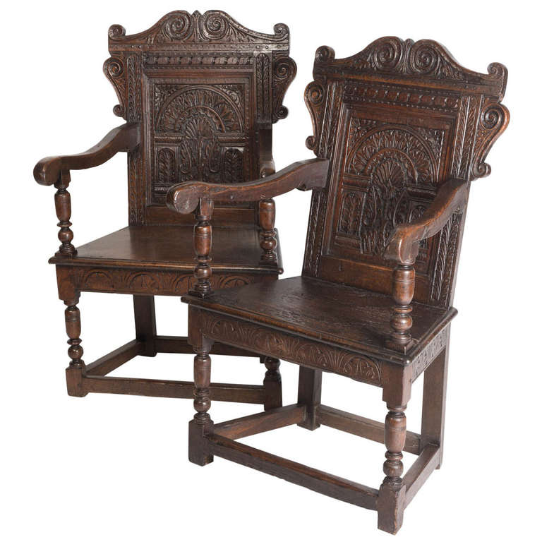 Actual Pair of Wainscot Chairs For Sale