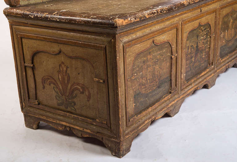 Small Painted Box Settle For Sale 5