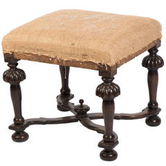 Early Stool with Upholstered Top