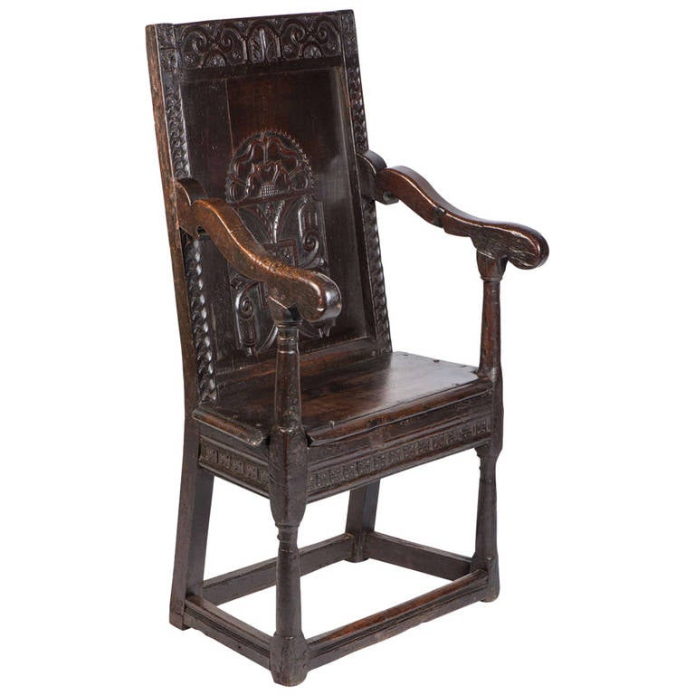 Oak Wainscot Chair For Sale
