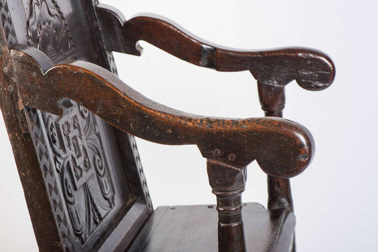 English Oak Wainscot Chair For Sale