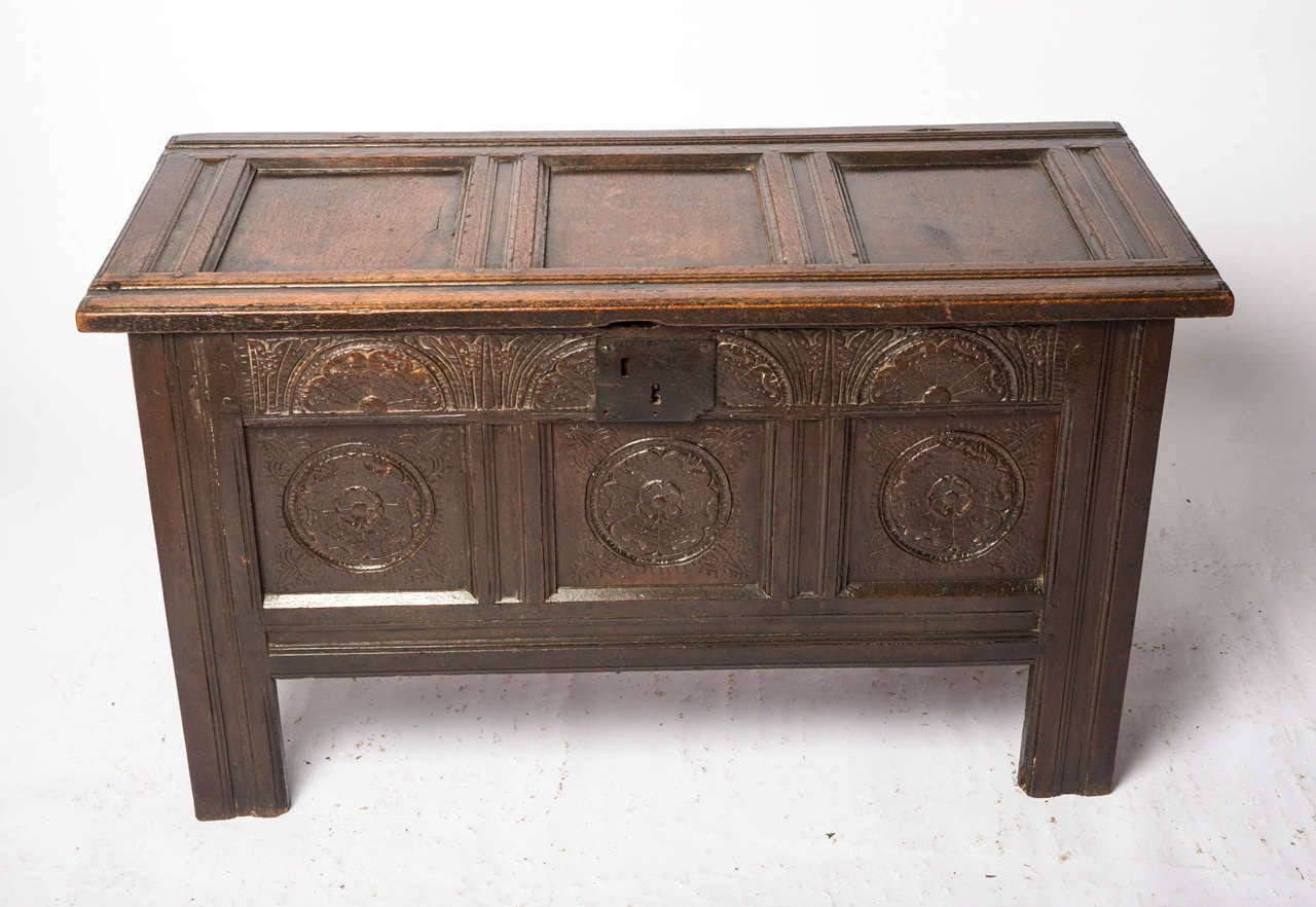 Oak coffer with roundels