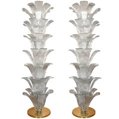 Great And Decorative Pair Of Murano Glass Floor Lamps 