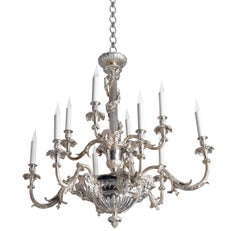 Exceptional Oval Silvered Bronze Chandelier