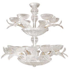 Monumental Pair Of Murano Glass Chandeliers