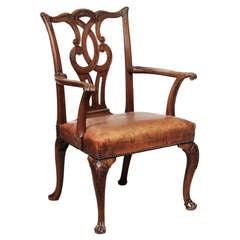 George Ii Period Mahogany Armchair, In The Manner of Chippendale