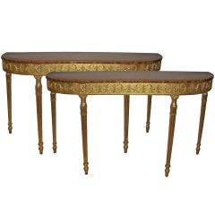 A pair of George III period giltwood pier tables, in the manner of Gillows