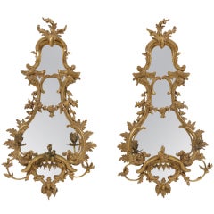 Pair of George II Giltwood Girandoles in the Manner of Thomas Chippendale