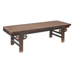 Chinese jumu wood and rattan bench of large size