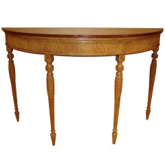 Used George III Carved Pine Demilune Table