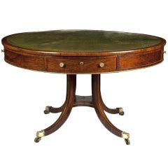 Antique Regency Period Rosewood And Gilt-metal Mounted Drum or Rent Table