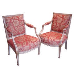 Pair of George III painted and gilt salon chairs