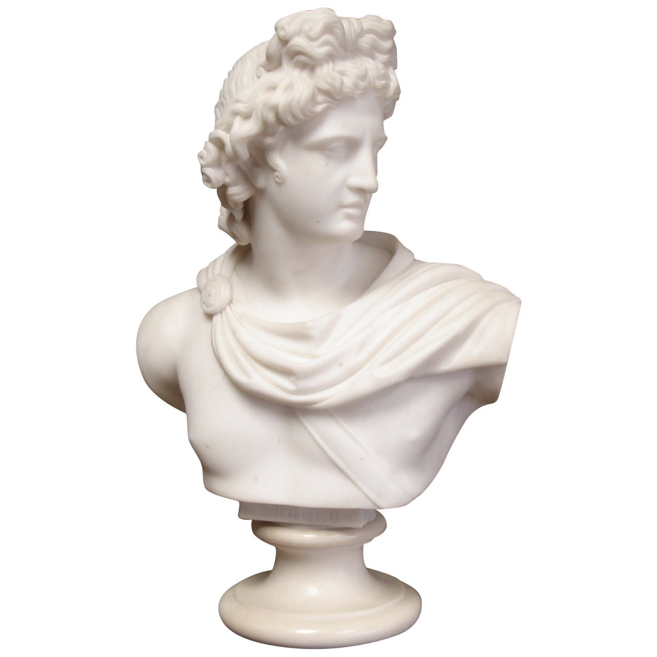 19th Century Marble Bust Sculpture of Apollo