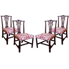 Set of four George II period mahogany side chairs