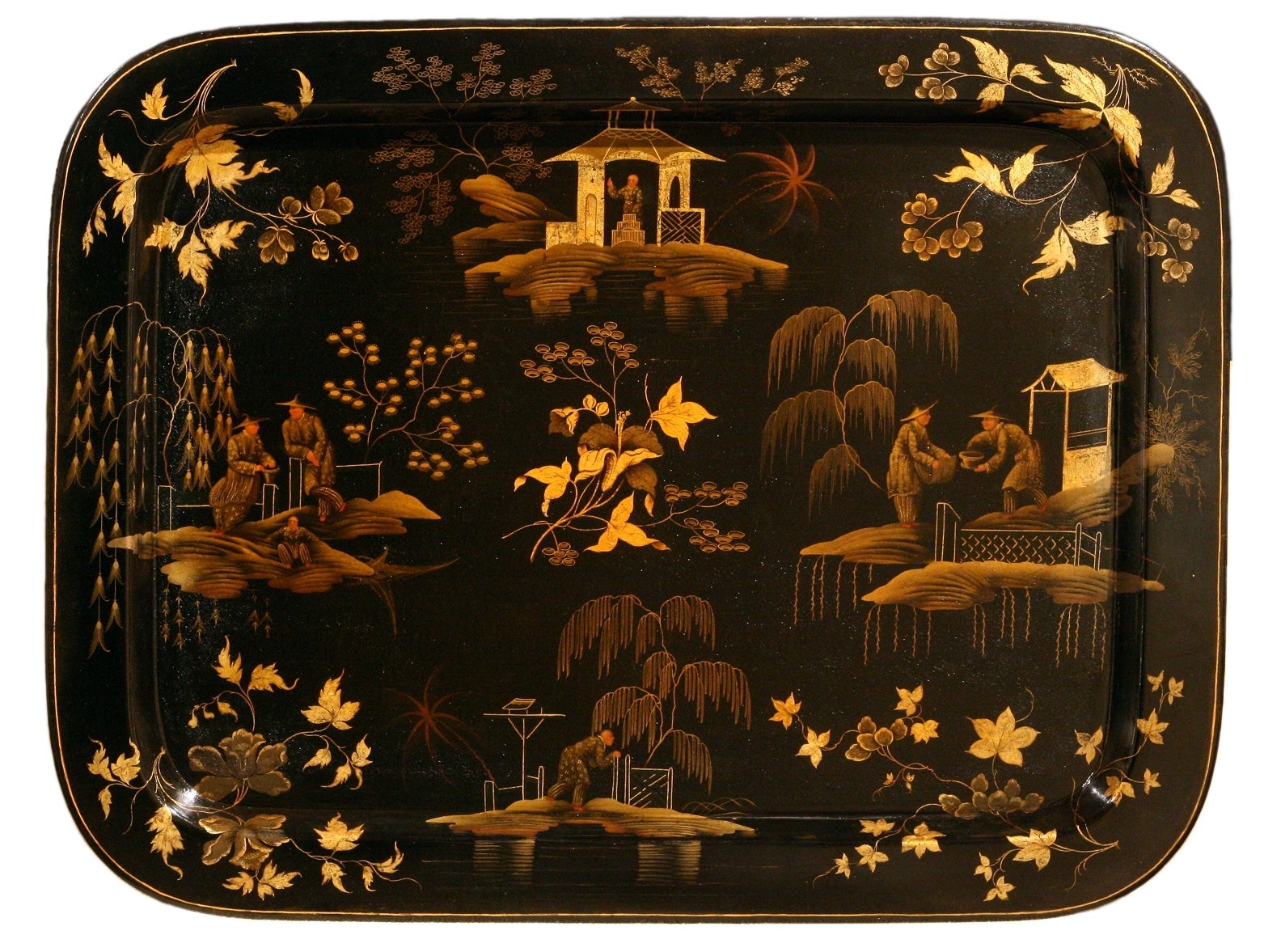 Regency Period Lacquer And Gilt Papier Mache Tray