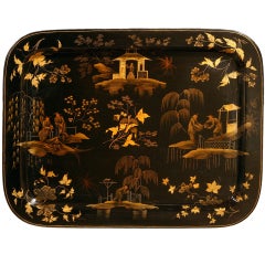 Regency Period Lacquer And Gilt Papier Mache Tray