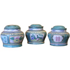 Antique Yixing glazed herb jars