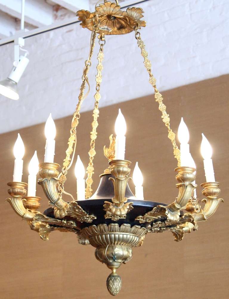 Empire Period Bronze And Ormolu Nine-branch Chandelier