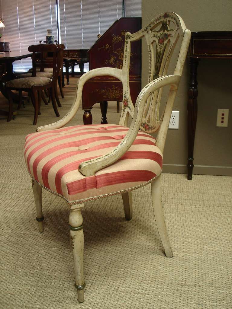 Pair of George III Style Painted Armchairs in the Manner of Gillows In Excellent Condition In Fresno, CA