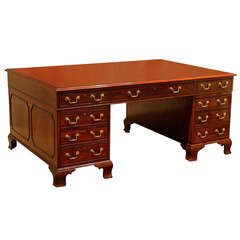 Antique Regency Period Mahogany Partners Desk of Large Size