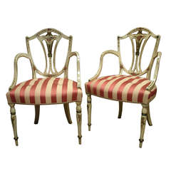 Pair of George III Style Painted Armchairs in the Manner of Gillows