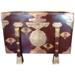 Large Japanese karabitsu lacquer and gilt metal storage chest