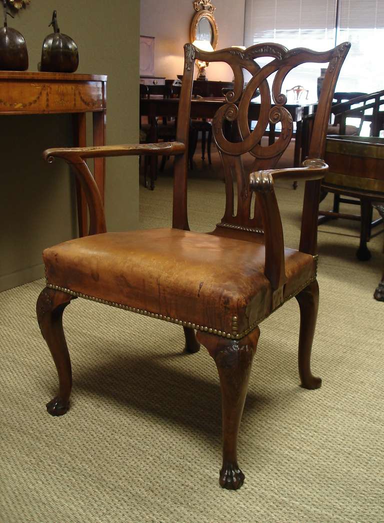 George Ii Period Mahogany Armchair, In The Manner of Chippendale