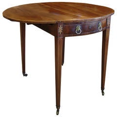 George III Mahogany and Strung Pembroke Table, in the Manner of Sheraton