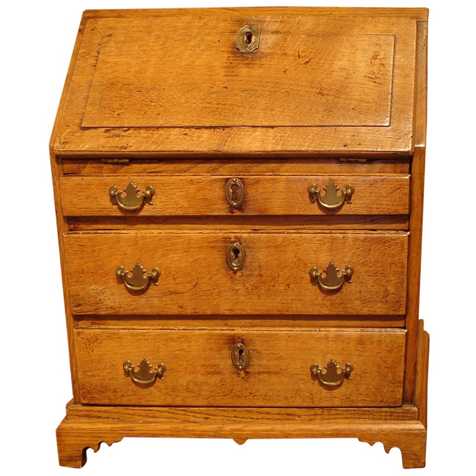 George III style oak miniature bureau