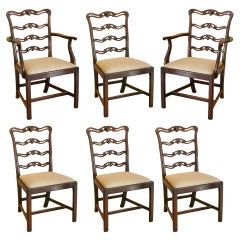Late George III/Regency style mahogany ladder back dining chairs