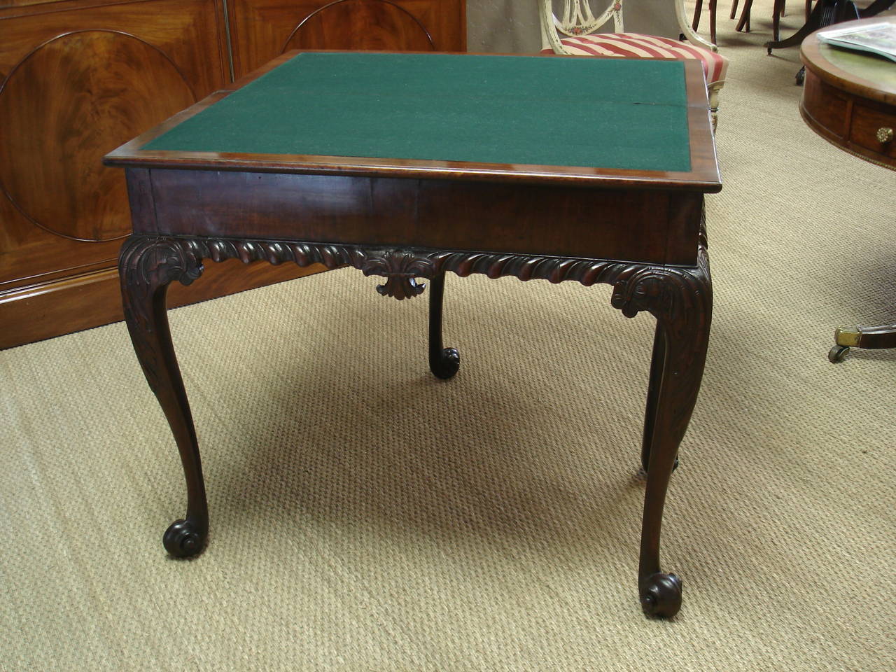 English George II Period Mahogany Cabriole Leg Card Table For Sale