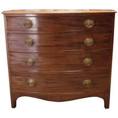 Antique Regency Period Figured Mahogany Bowfront Chest of Drawers