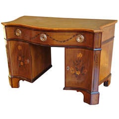 Used George III harewood and marquetry bureau table
