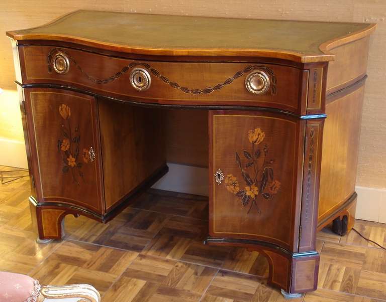 George III harewood and marquetry bureau table