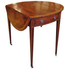 late George III figured mahogany and satinwood Pembroke table