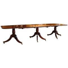 Regency Style Triple Pedestal Mahogany Dining Table Of Large Size