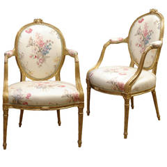 Pair of George III Period Salon Chairs in the Manner of John Linnell