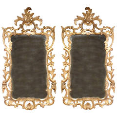 Pair of Early George III Rococo Giltwood Mirrors, in the Chippendale Manner