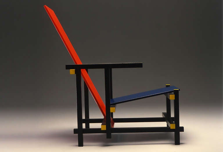 Italian Armchair Red And Blue, Design Rietveld 1970