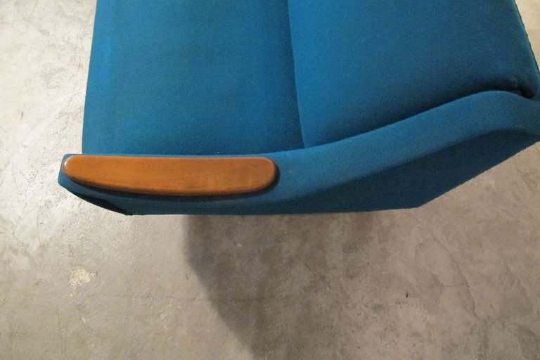 Sofa bed attributed Hans Wegner, Teal blue cotton fabric.