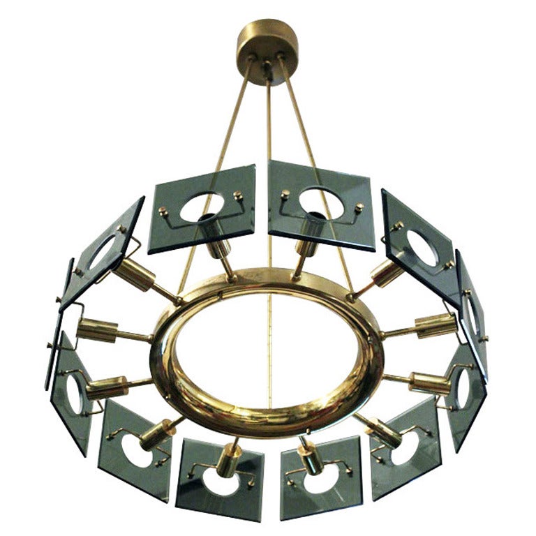 Chandelier in the Style of Fontana Arte, circa 1970