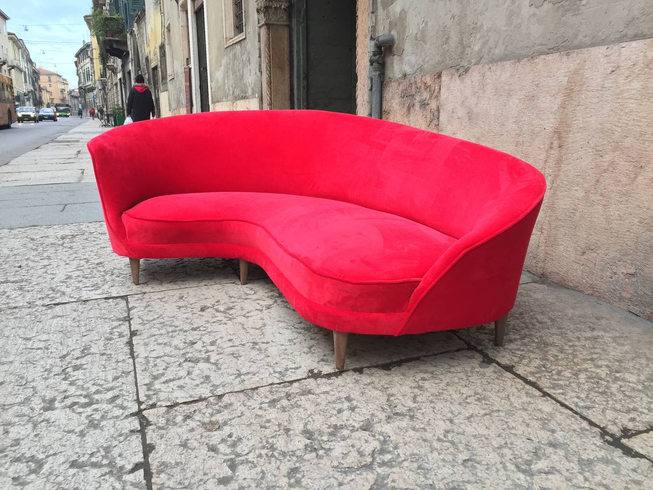 Italian Beautiful Curved Sofa Designed by Gigi Radice