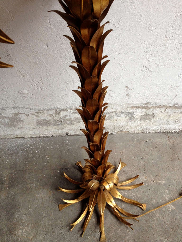Italian Lacquered Metal Palm Tree Floor Lamps by Herman Koegel