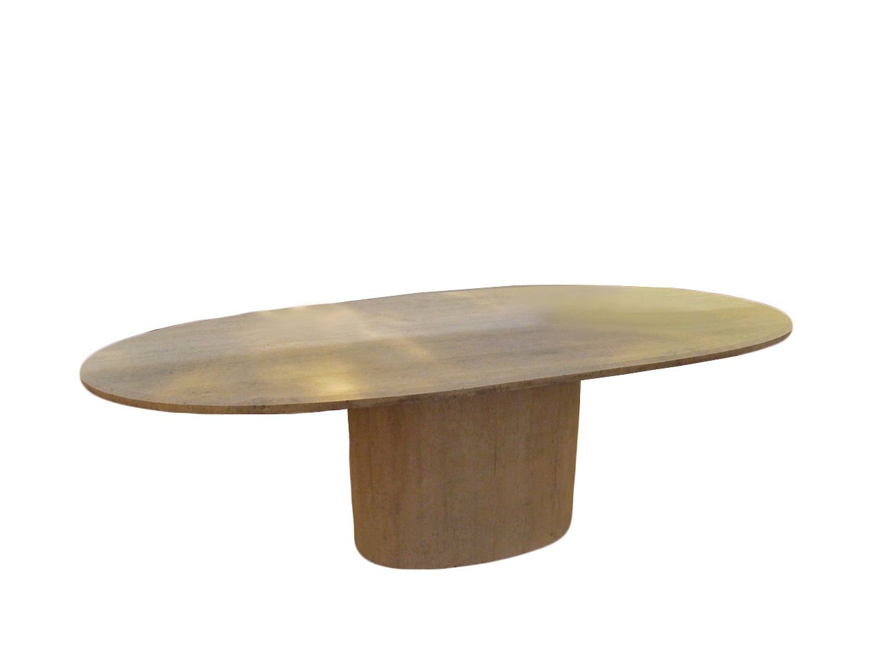 Rare Oval Table In Travertine Marble, Design Willy Rizzo For Sale