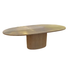 Rare Oval Table In Travertine Marble, Design Willy Rizzo