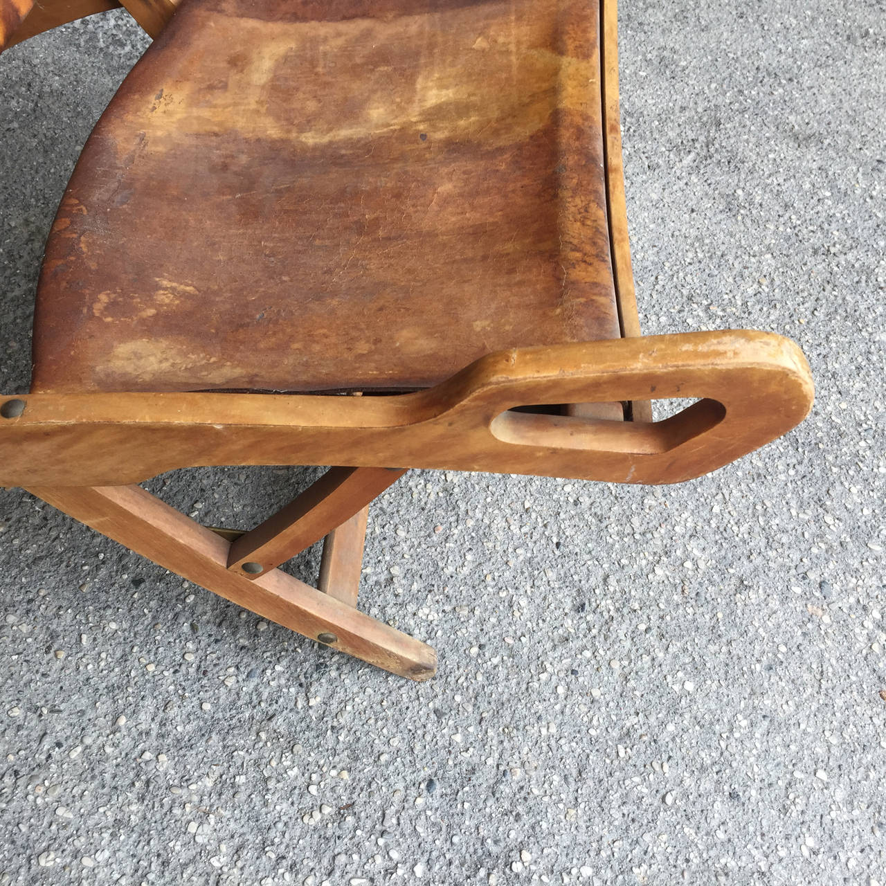 Italian 1950s Folding Beech Chair 